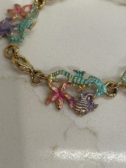 Vintage Enamel Tropical Bracelet Clasp Starfish Fish Seahorse Women USA Made