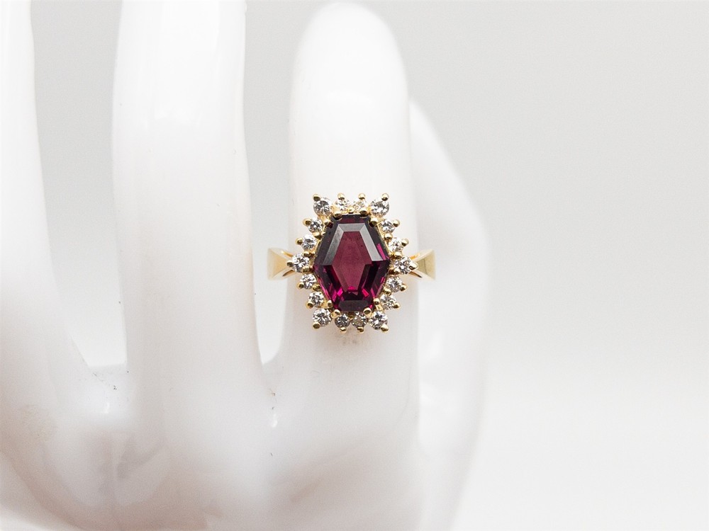 $3400 3.75ct Natural FANCY CUT Pink Tourmaline Diamond 14k Yellow Gold Ring 5g