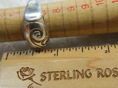 Vintage Swirl Bar Top 0.925 Sterling Silver Comfort sides Band Ring size 8