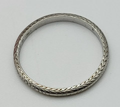 Vintage Art Deco Platinum Wedding Band Wheat Engraved Size 8 1920s 5 Plat