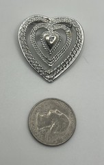 Vintage Gerry’s Silver Tone Textured Triple Heart Brooch Some Wear See Photos
