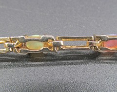 EHJ VINTAGE FAS 925 STERLING SILVER BRACELET GOLDTONE WASH MULTI-COLOR SETTINGS