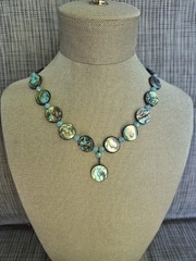 Vintage Abalone Shell And Crystal Necklace. One Of A Kind.
