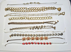 Lot 10 Unique Vintage Costume Jewelry Necklaces-Gold and Silver Tones Nice Asst.