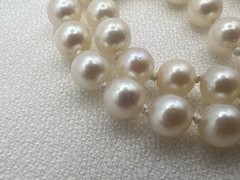Vintage Japanese 16” Saltwater Akoya Pearl Choker Necklace WG 14k clasp 5.4-6mm