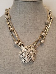 MONET Jewelry 60″ Necklace & Brooch Silvertone Versatility Flapper To…