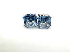 Sterling silver cufflinks with large faceted Blue Topaz gemstones 20mm unisex