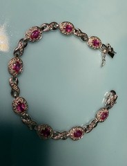 7.5” Ross Simons Sterling Silver Pink Topaz Infinity Link Tennis Bracelet 11.6g