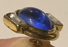 YSL Yves Saint Laurent Blue Glass Cabochon Gold-tone Pierced Earrings