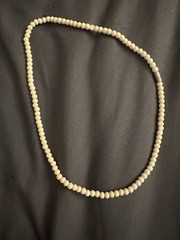 Vintage Cream Bead Necklace 16.5” Possibly Bone Natural Material Screw Clasp