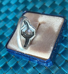 VTG 30s Deco Edwardian Filigree Milgrain Edge 925 SS Ring Sz 7.5
