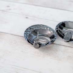 Vintage Stud Earrings Grey/Dark Silver Tone Large Dangle Statement