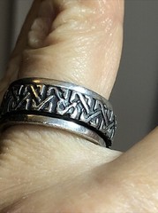 24. Vintage Celtic Sterling Silver 925 Patterned Spinner Band Ring 10g, 7s