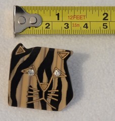VTG Tiger Cat Face Post Earrings Edmar Galalith Rhinestone Statement Boho Chic