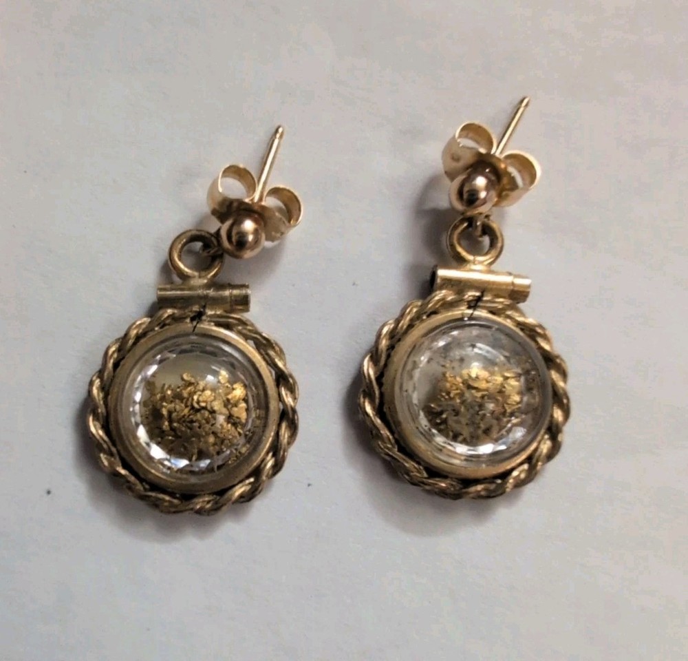 Vintage Gold Nuggets In 1/20 12K Gold Filled Capsule Earrings
