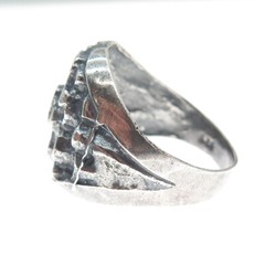 925 Sterling Silver Vintage Modernist Nugget Oxidized Ring Size 11.75