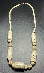 Vintage Faux Bone Bead Necklace – Tribal Ethnic Statement Jewelry