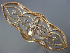 EXTRA LARGE 1.03CT DIAMOND 14KT ROSE GOLD OPEN FILIGREE FLOWER FULL FINGER RING