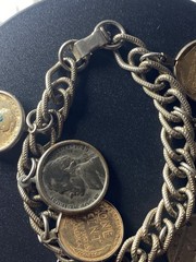 Vintage Coin Charm Bracelet 1940 – 1950’s Nine Coins – Bracelet