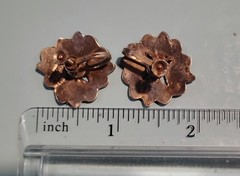 Alpaca Silver Abalone & Lapis Lazuli Flower Screw Back Earrings Repair