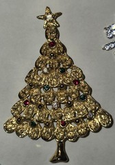 6 Christmas Brooch Rhinestone Enamel Pins Costume Jewelry, 1.5-2.5 Inches
