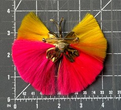 RARE SIGNED HATTIE CARNEGIE HOT PINK & YELLOW DYNEL BUTTERFLY PIN BROOCH💛💕