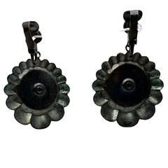 Vintage Copper color Clip Floral Earrings and Adjustable Ball Ring