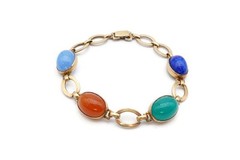Vintage Gold Plated Sterling Silver 925 Carnelian Bracelet 7.5″