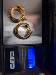 Vintage Monet Gold Tone Chunky Hoop Earrings Screw Back Non Pierced 1″