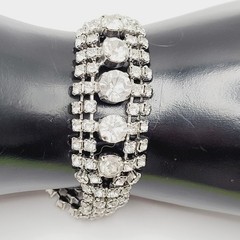 La Rel Rhinestone Clear Sparkling Wide Multi Stone Fancy Dress Vintage Bracelet