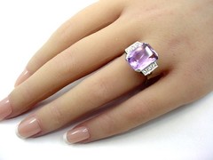 Vintage Amethyst Diamond 14k Gold Cocktail Engagement Ring