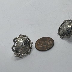 925 Sterling Silver VTG Siam Niello Hindu Goddess Screw On Earrings