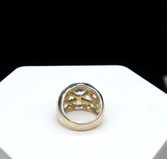 925 Sterling Silver White Topaz Bubble Dome Ring Chunky Statement Sz 6 Jewelry