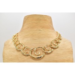 Vintage Collar Necklace Gold Tone Lightweight Metal Chain Shiny NOS 1980s BinA14