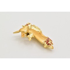 Danecraft Vintage Christmas Deer Pin Brooch Red Fawn Doe Brushed Gold Signed A19