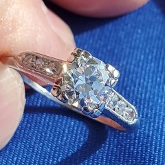 Original EARTH MINED DIAMOND Deco Engagement RING Vintage PLATINUM Solitaire 1 C