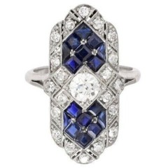 Antique Lab Created Diamond Filigree Vintage Engagement 925 Silver Gifted Ring