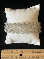 Vintage Aurora Borealis Crystal Expandable Wire Cuff Bracelet