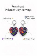 Handmade Polymer Clay Heart Earrings | Colorful Lightweight Gift for Her