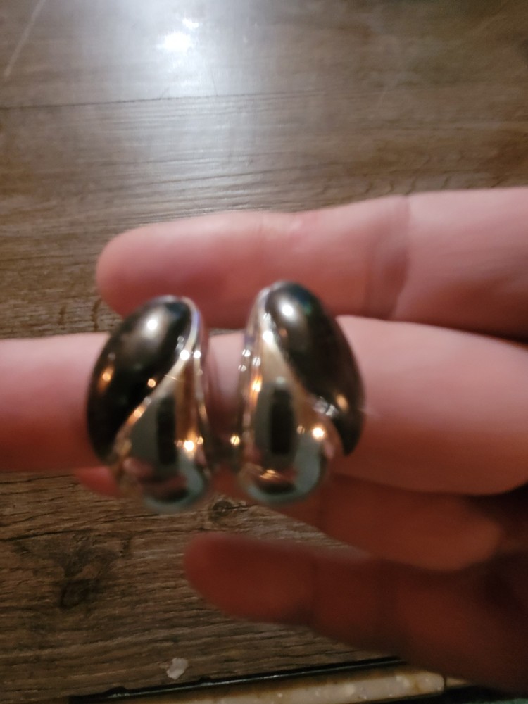 Silvertone Huggie Vintage Enamel Earrings Post Back Pierced Jewelry