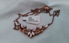 16″ CAR XPPEND GENUINE DIAMOND CHOKER NECKLACE SMALL CHIPS COPPER CHAIN PENDANT