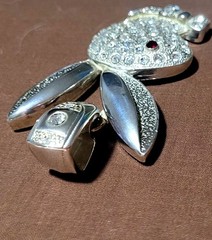 Silver Plated Vintage Playboy Bunny Blink Pendant With Pave Cryatals
