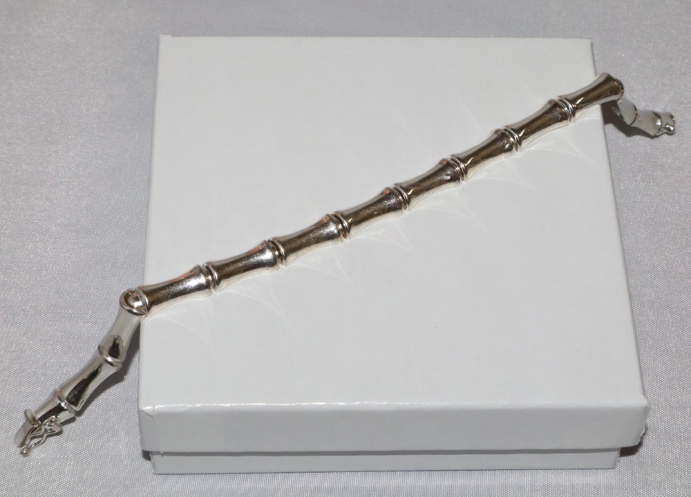 Vintage IBB Sterling Silver Bamboo Link Bracelet 7.5 inches 10.9 grams