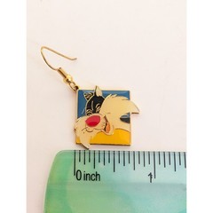 Vintage 1993 Looney Tunes Sylvester Cat Cartoon Collectible Dangle Earrings