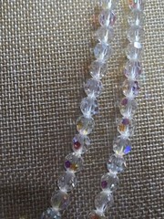 Vintage 48″ AB Crystal Glass Bead Necklace Faceted 8mm Aurora Borealis Long