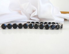 Sterling Silver 925 Natural 50tcw Black Spinel Tennis Bracelet 8″