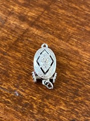 Art Deco Clasp White Gold Diamond Engraved Open Push Box Jewelry Finding