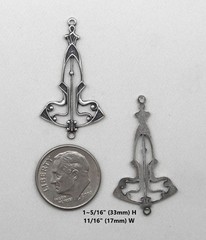 #0500 ANTIQUED .925 STERLING SILVER PLATED DROP W/2 HANG RINGS – 2 Pcs