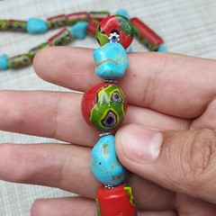 Vintage Venetian Gabri Style Glass Howlite Stone Beaded Necklace