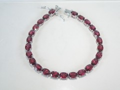 New Sterling Silver 925 Natural Rhodolite Pink Garnet Tennis Bracelet 7.5″